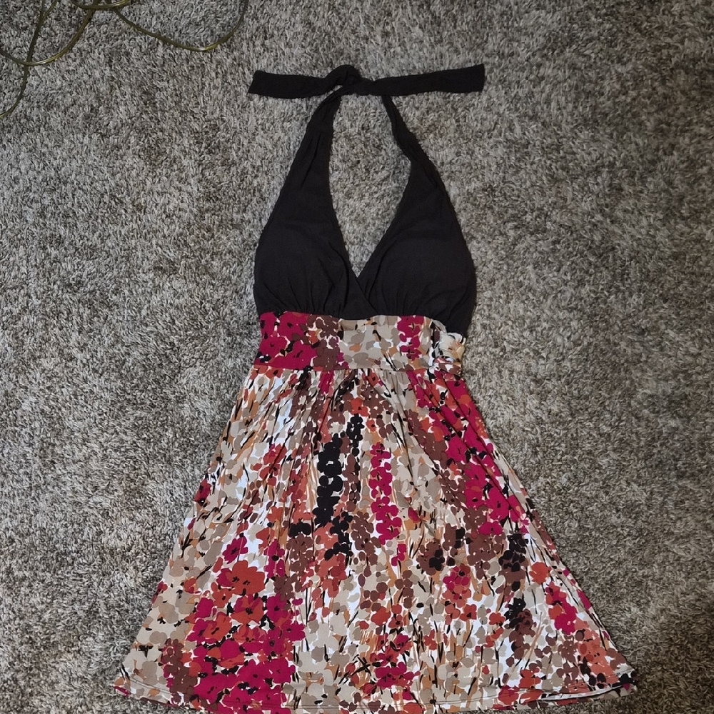 Kohl's Brown and Multicolor Halter Dress